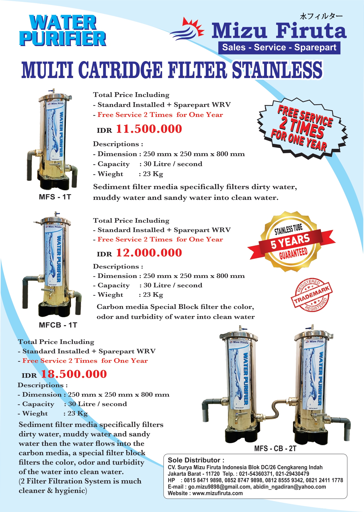 Filter Air Mizu Firuta Multi Cartridge